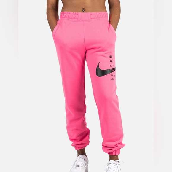 Nike Pants - WOMENS NIKE NSW SWOOSH PINK FLEECE PANTS